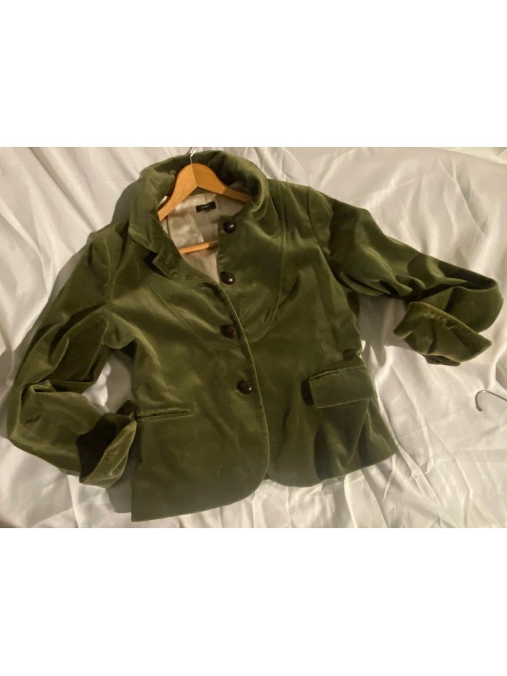 J. Crew Olive Velvet Tailored Blazer